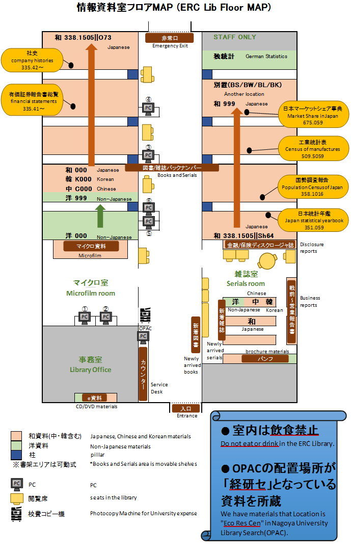 Nagoya University Economic Research Center Library Floor Map